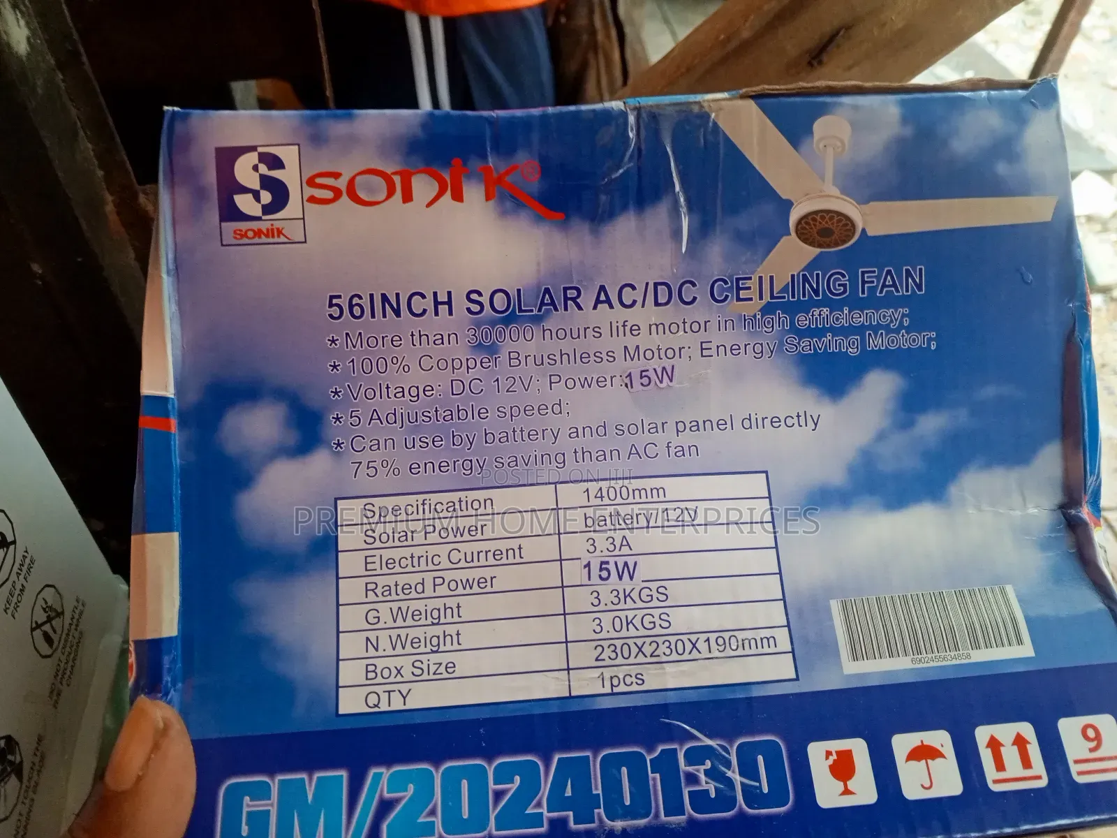 Sonik 56 Inches Solar Ac/Dc Ceiling Fan