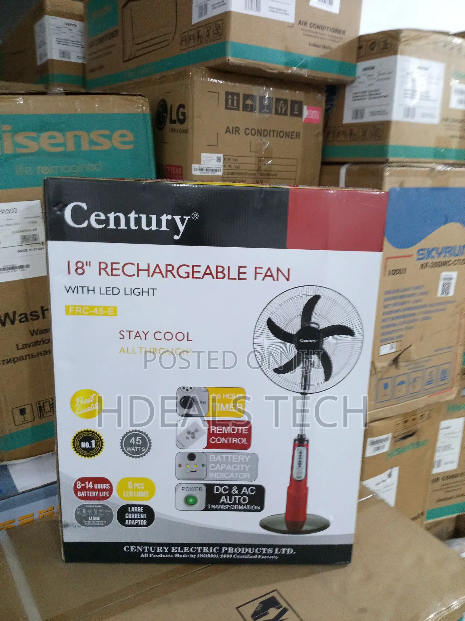 Century FRC-45-E Home Fan - Rechargeable With Led
