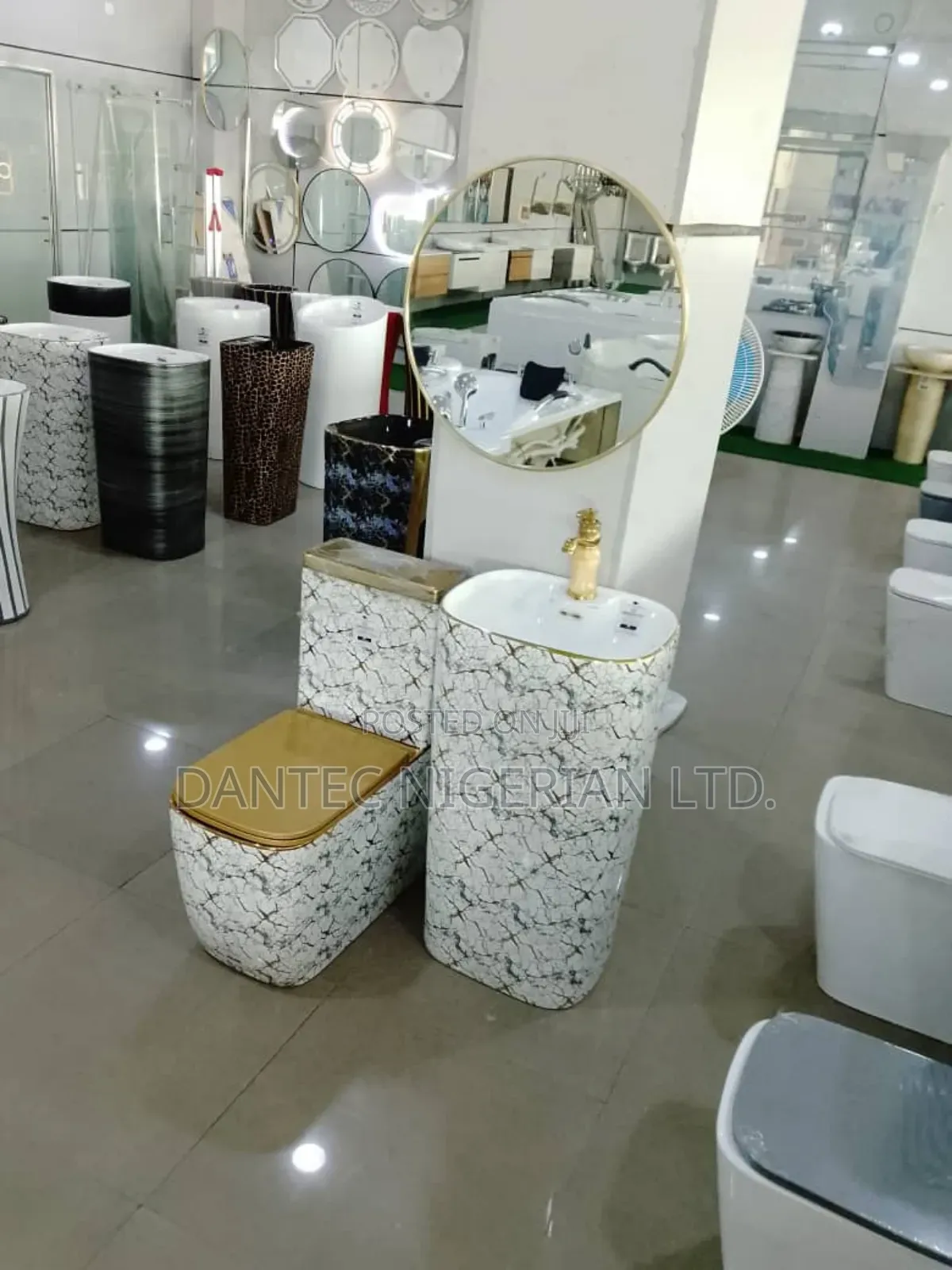 Married Together Gold and White Wc With Full Standing Basin