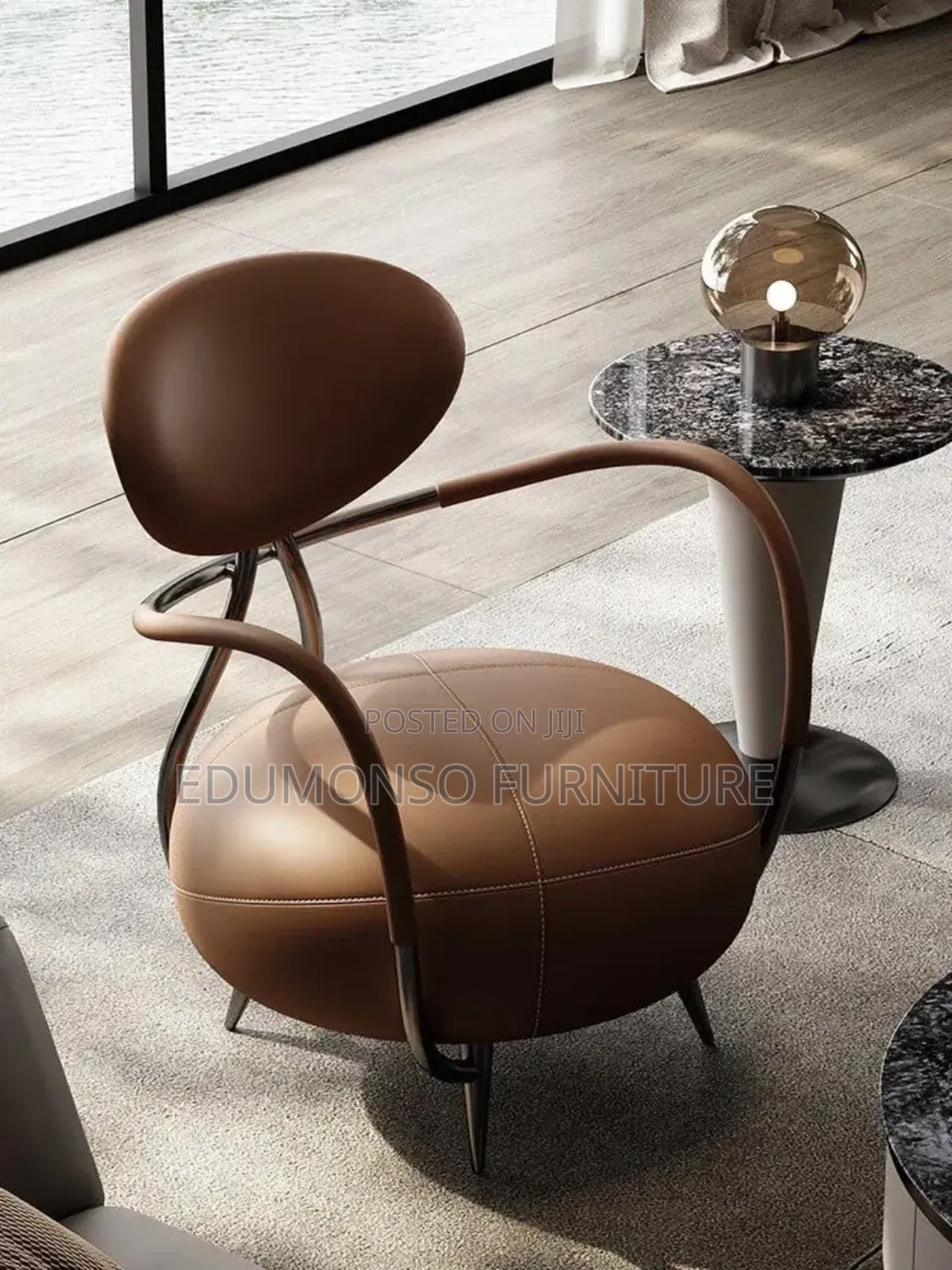 Italian Minimalist Leather Leisure Chair
