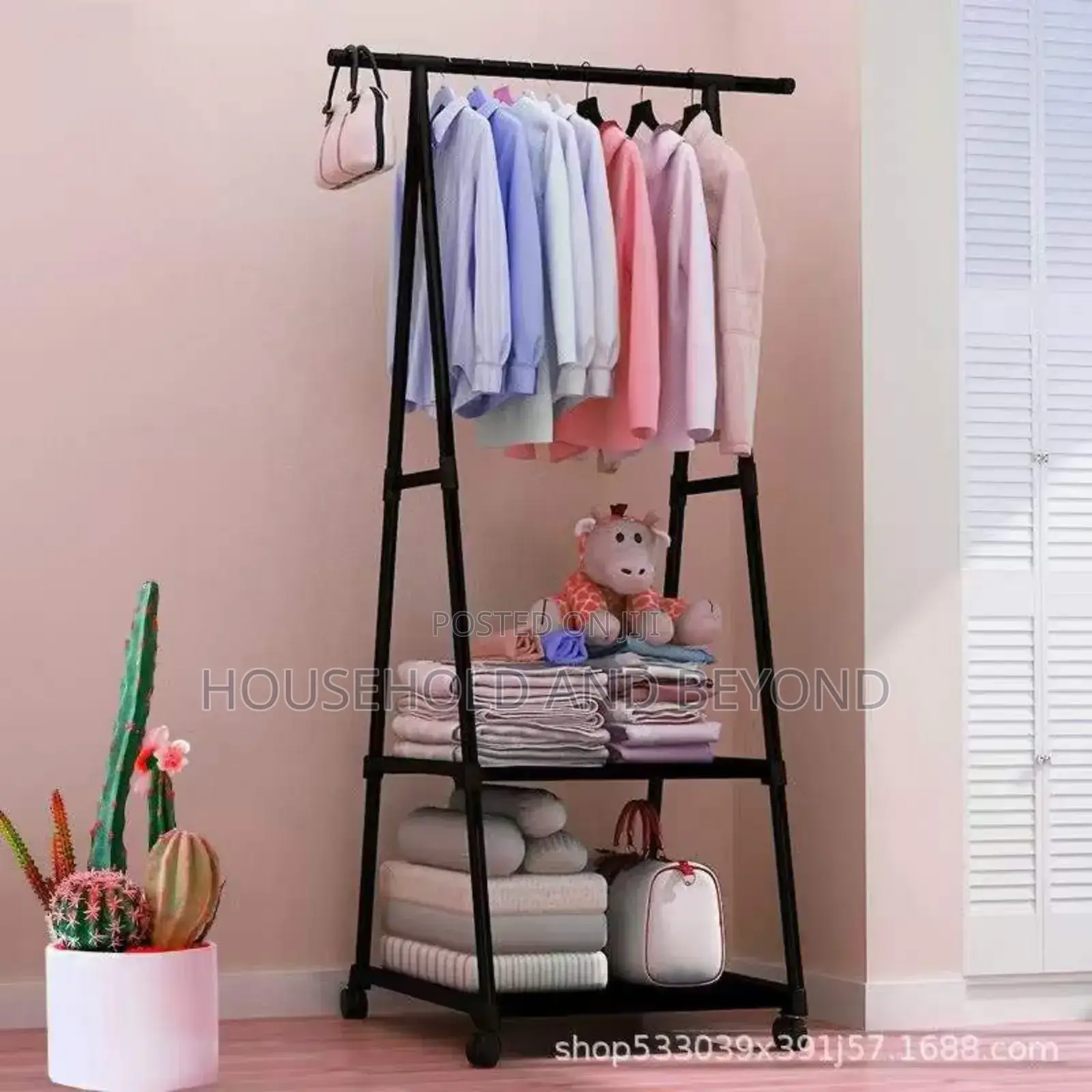 Triangle Cloth Coat Rack With 2 Layer Shoe Rack