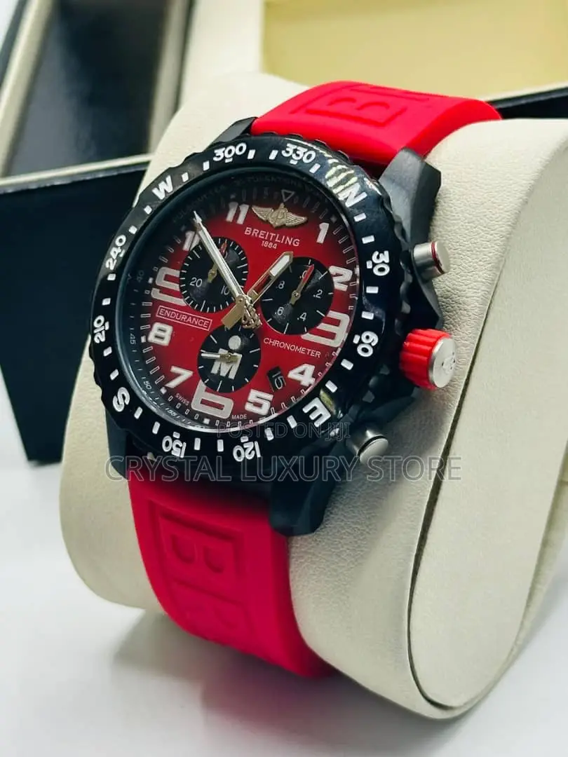 Breitling Quality Luxury Men Rubber Strap Wristwatch