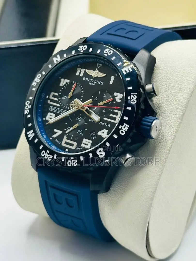 Breitling Quality Luxury Men Rubber Strap Wristwatch