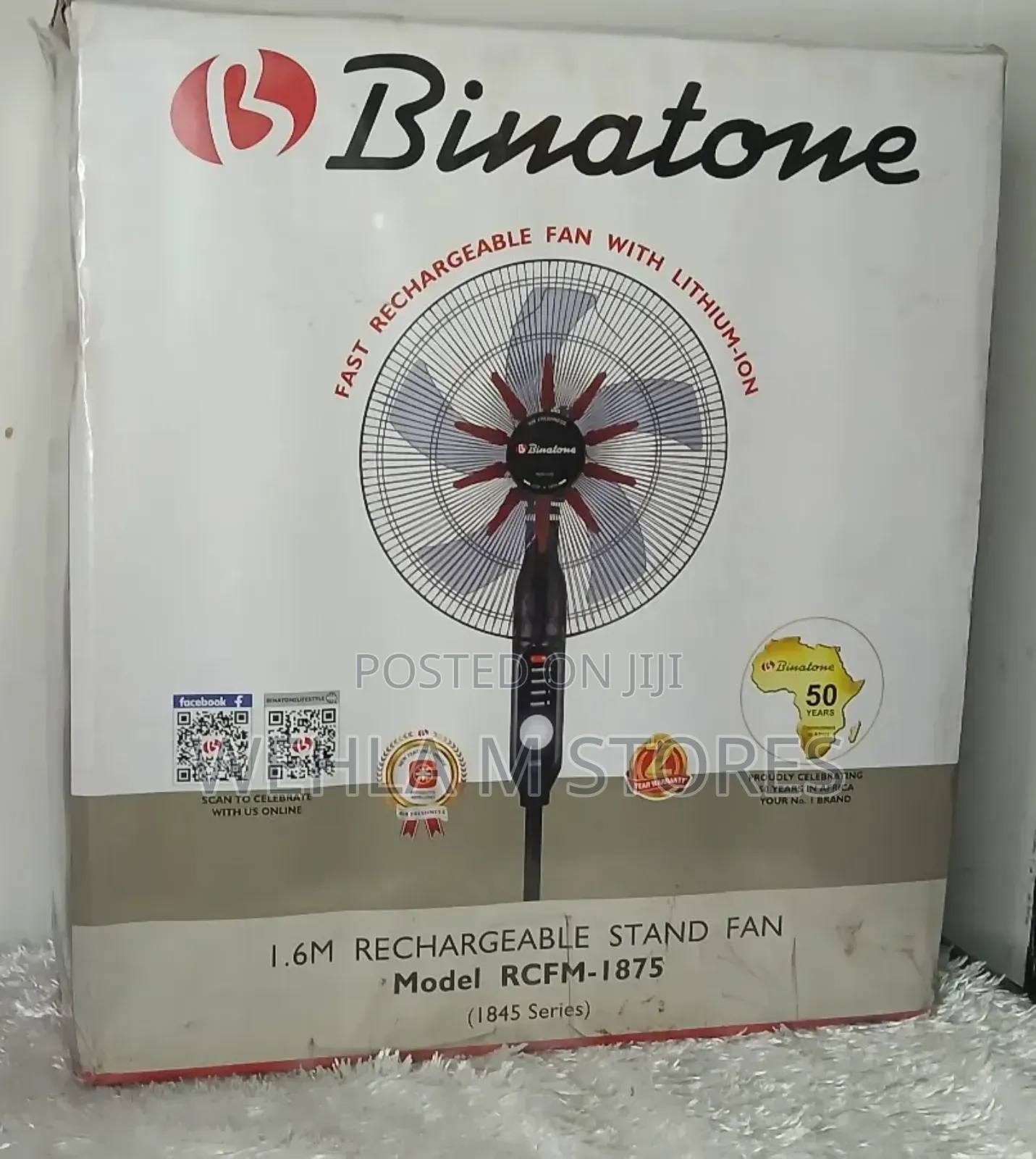 Binatone Rechargeable Fan - RCFM-1875