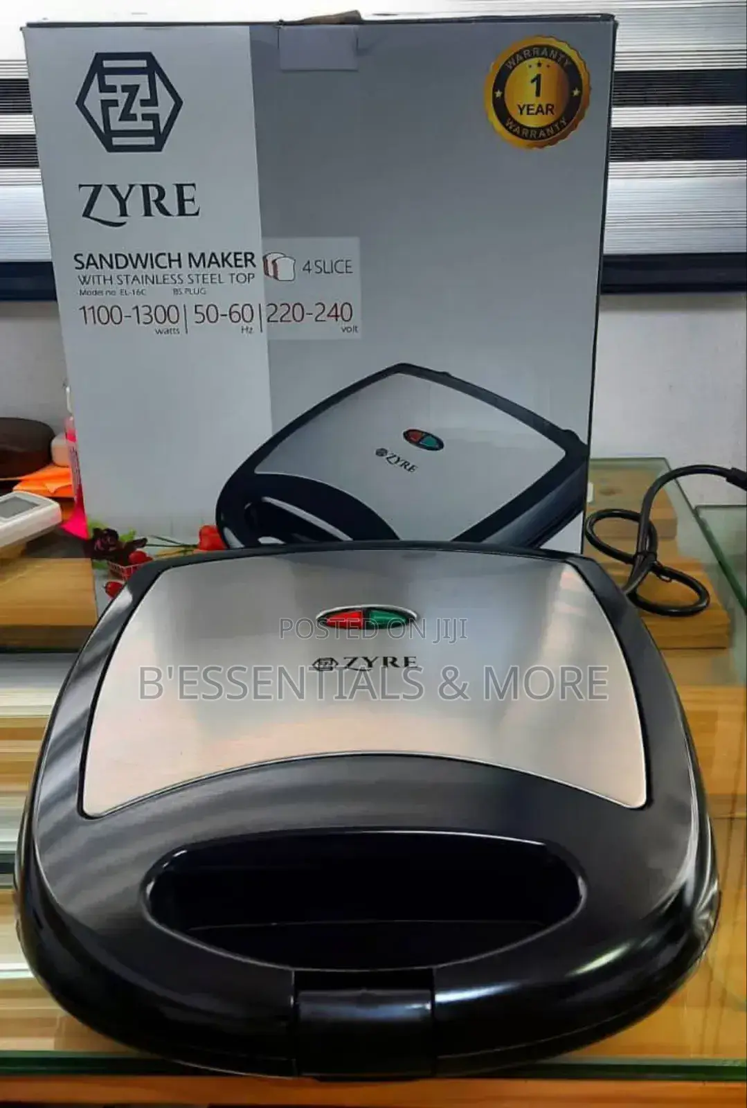 4 Face Sandwich Maker Stainless Top