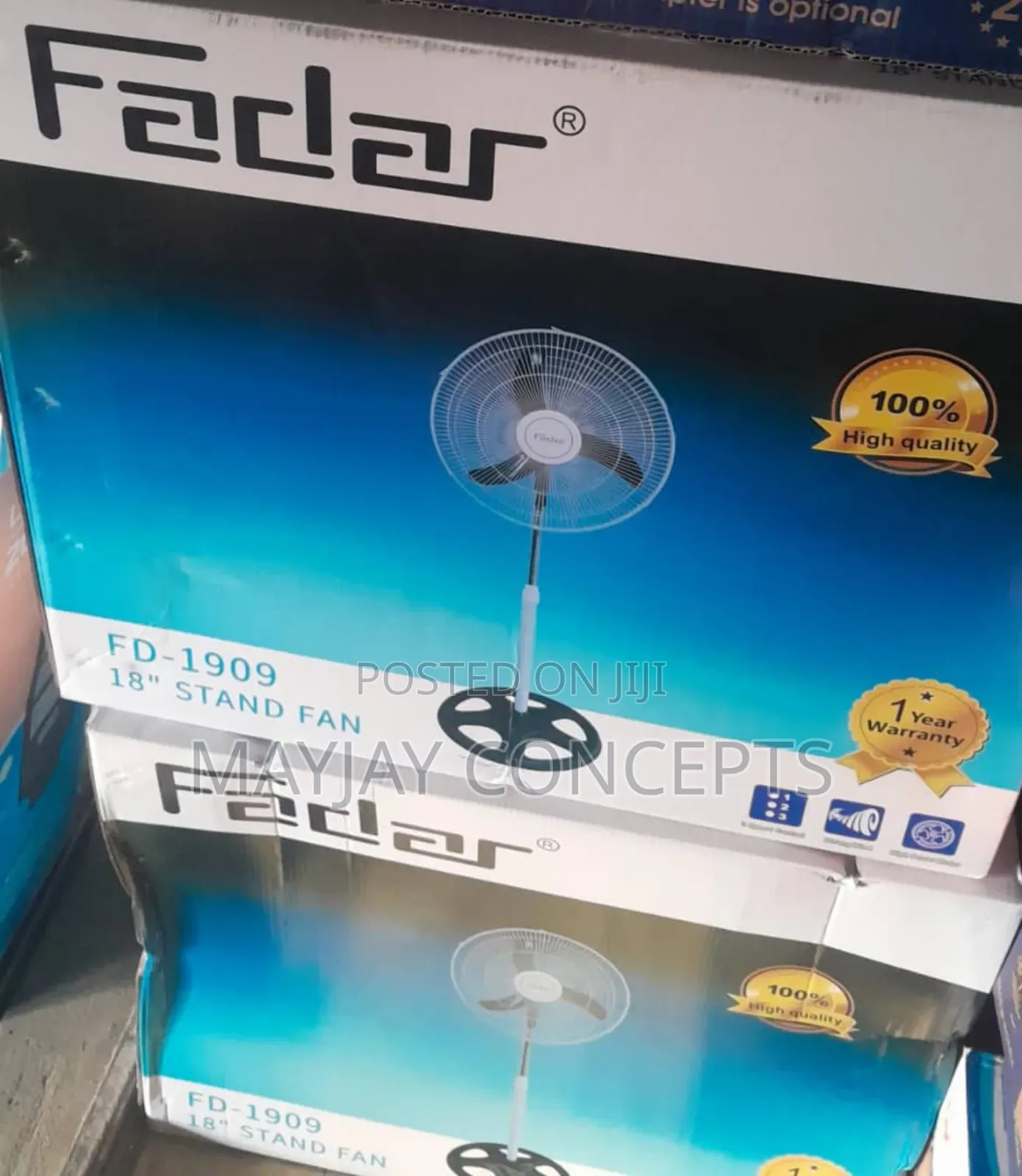 18" Fadar Double Ball Bearing Standing Fan- 100% Copper Coil