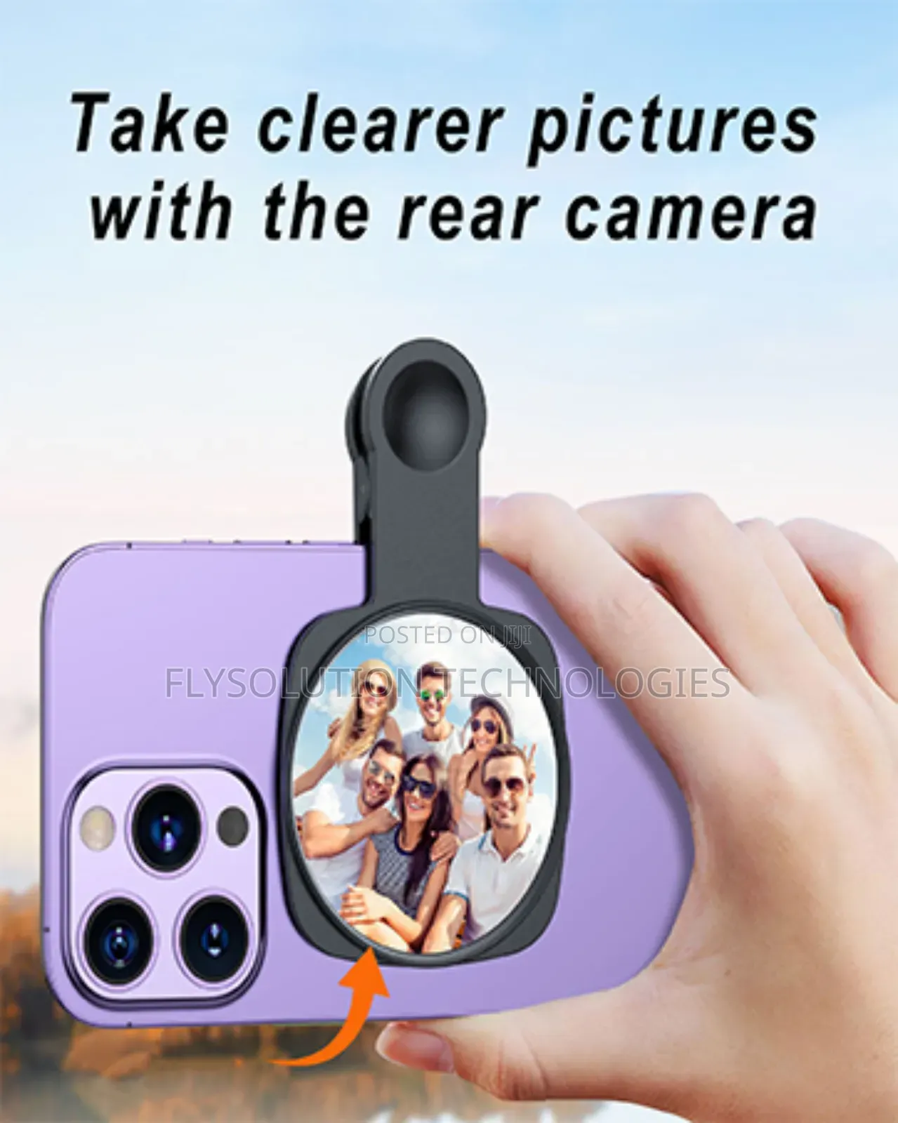 Clip-on Selfie Mirror for a Smartphones Rear Back Camera