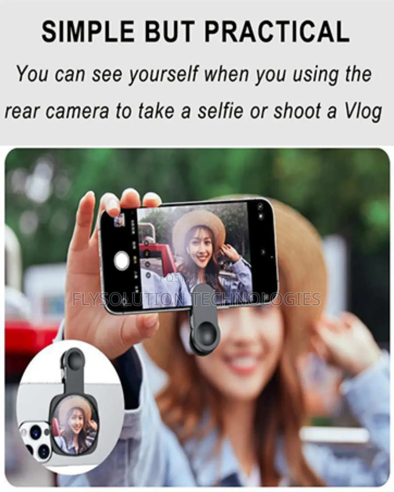Clip-on Selfie Mirror for a Smartphones Rear Back Camera