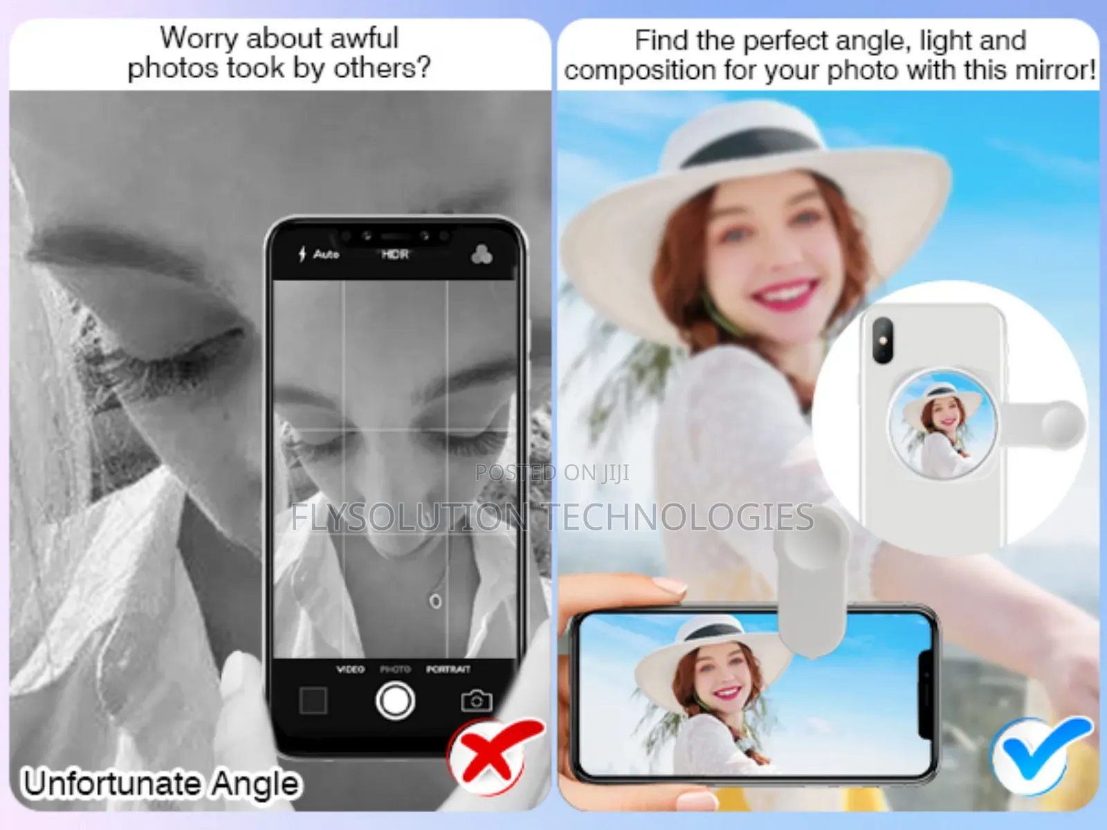 Clip-on Selfie Mirror for a Smartphones Rear Back Camera