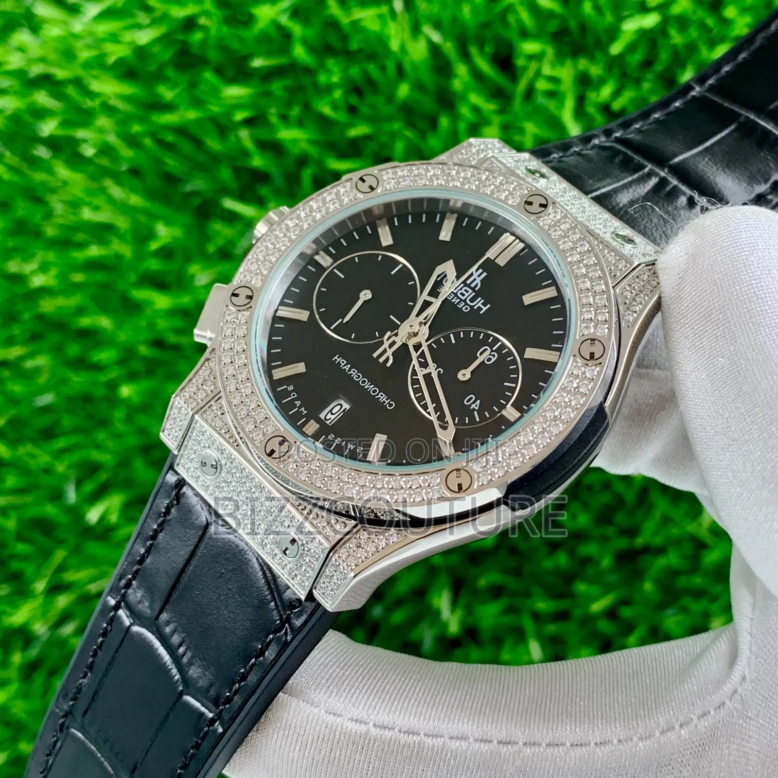 Original Hublot Black Genuine Leather Strap Watch
