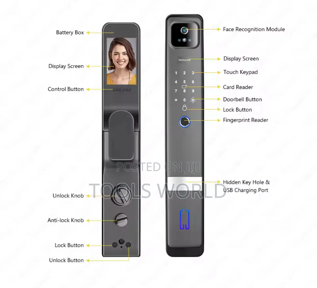 Smart Door Lock – Face Id Fingerprint Eye Scanner Tuya Wifi