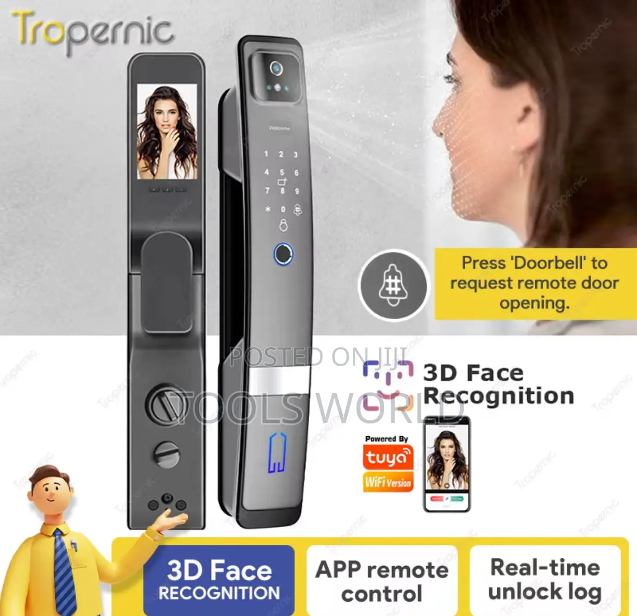 Smart Door Lock – Face Id Fingerprint Eye Scanner Tuya Wifi