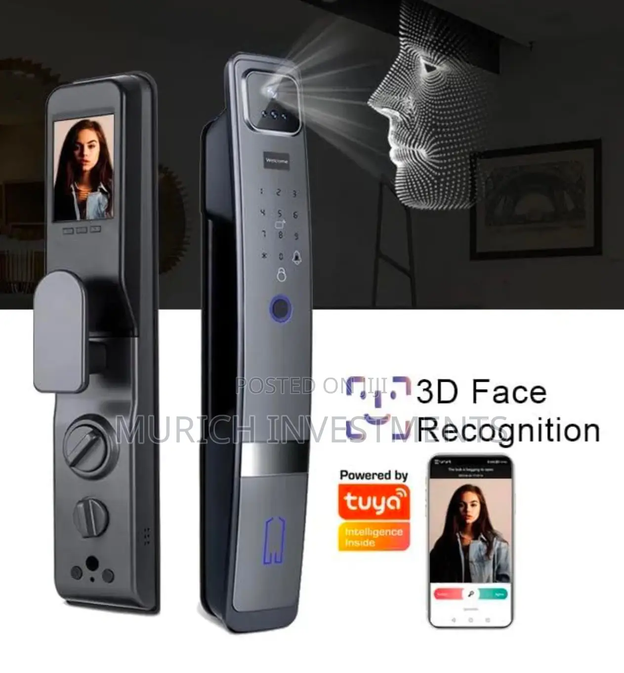 Smart Door Lock, 3d Face + Fingerprint Recognition, 6 Ways
