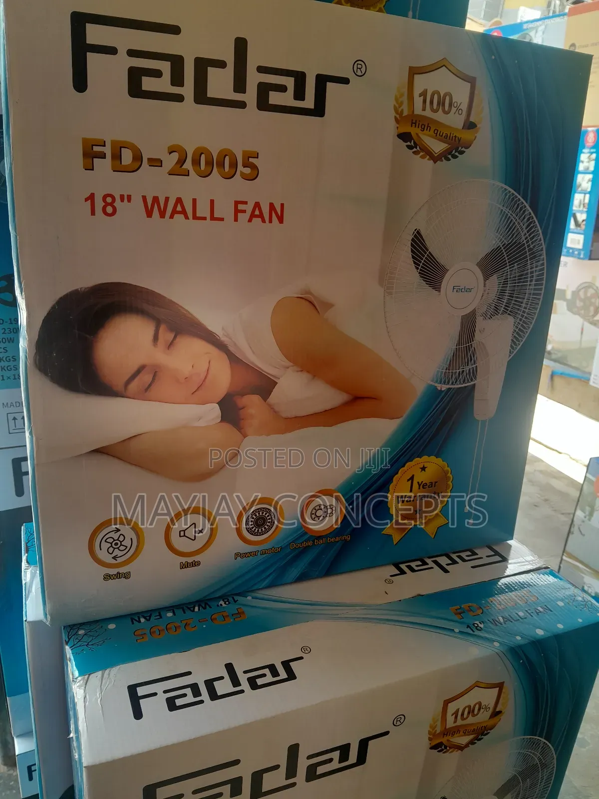 18" Fadar Double Ball Bearing Wall Fan- 100% Copper Coil