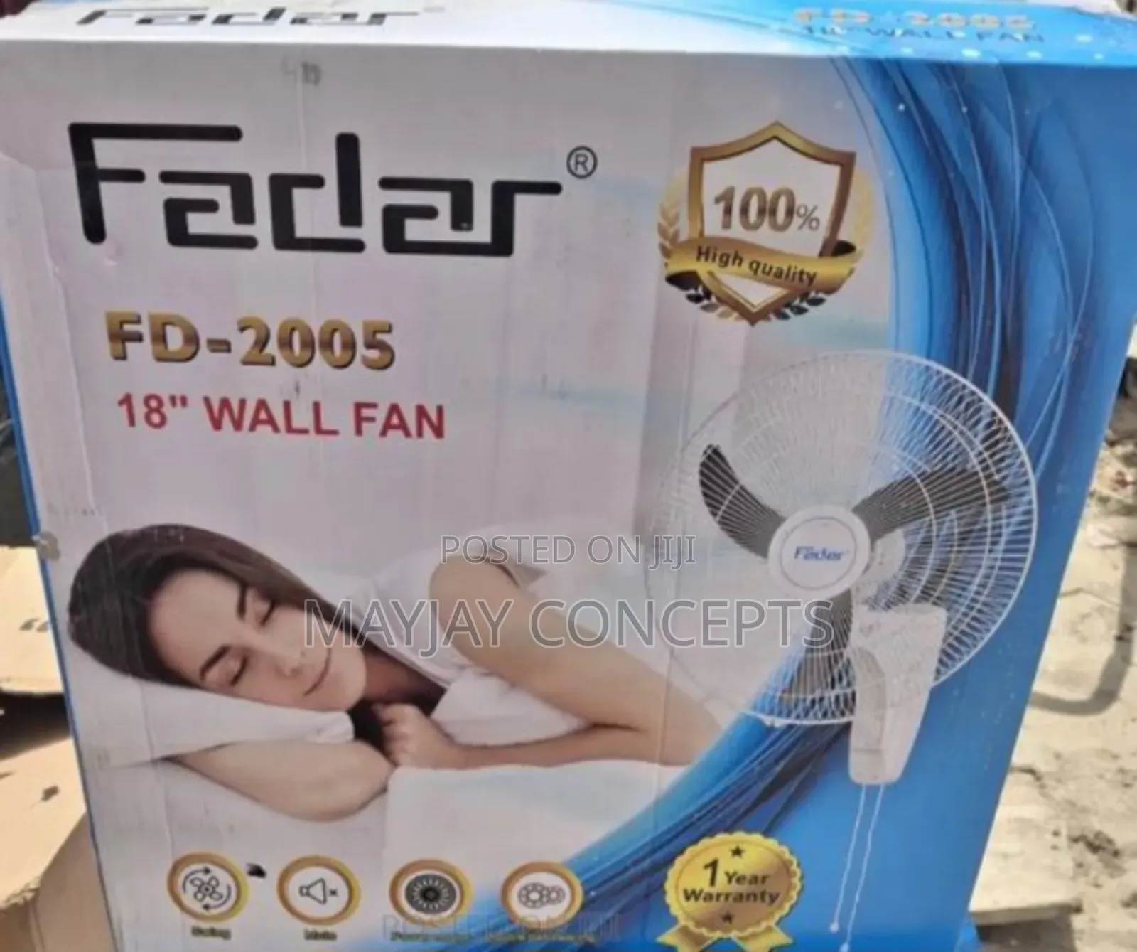 18" Fadar Double Ball Bearing Wall Fan- 100% Copper Coil