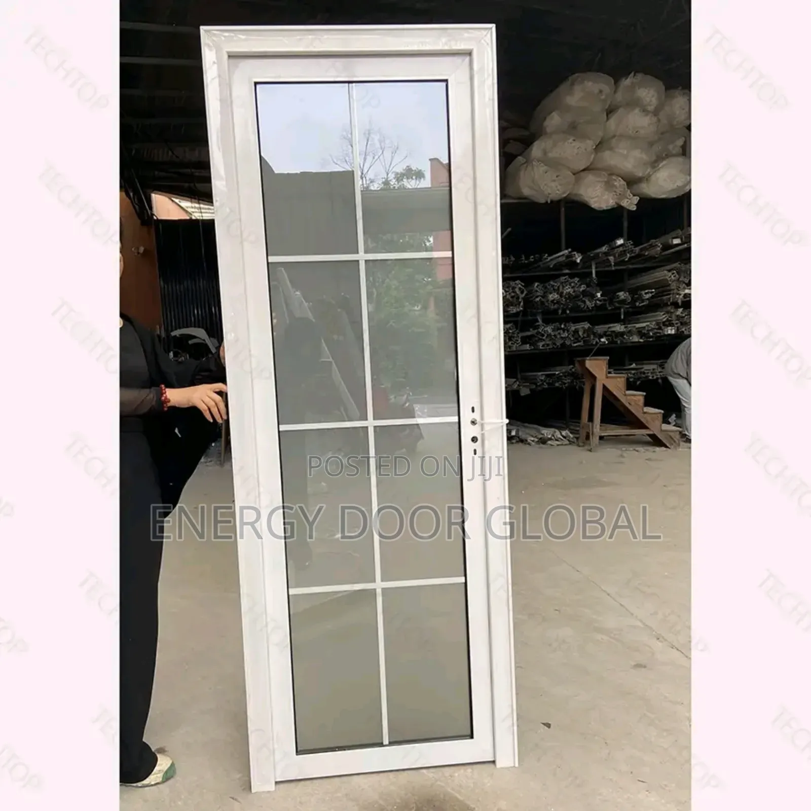 2.5ft Tampered Double Glass Aluminium Toilet Door