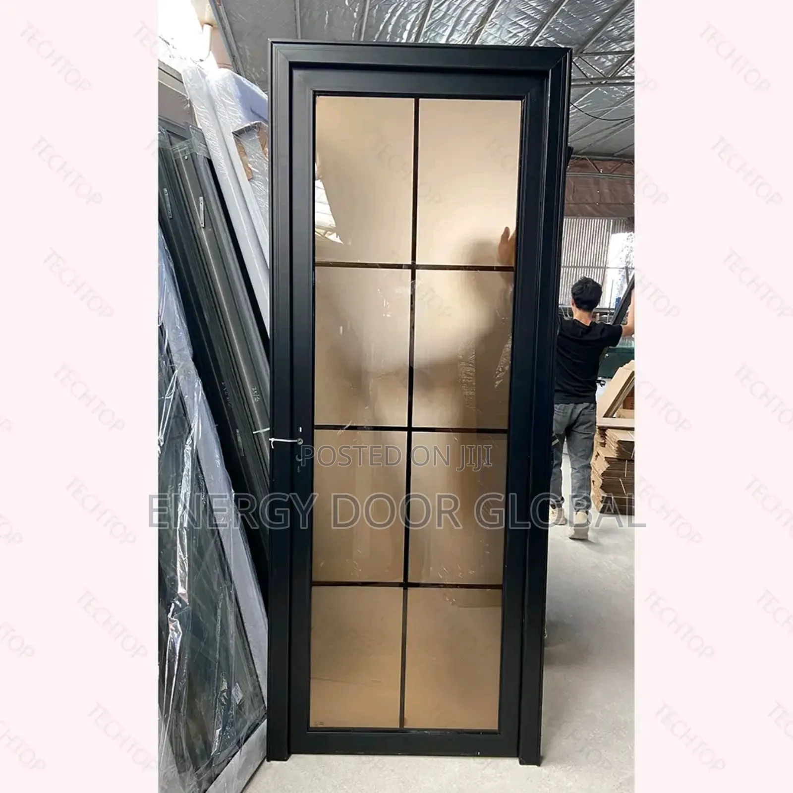 2.5ft Tampered Double Glass Aluminium Toilet Door