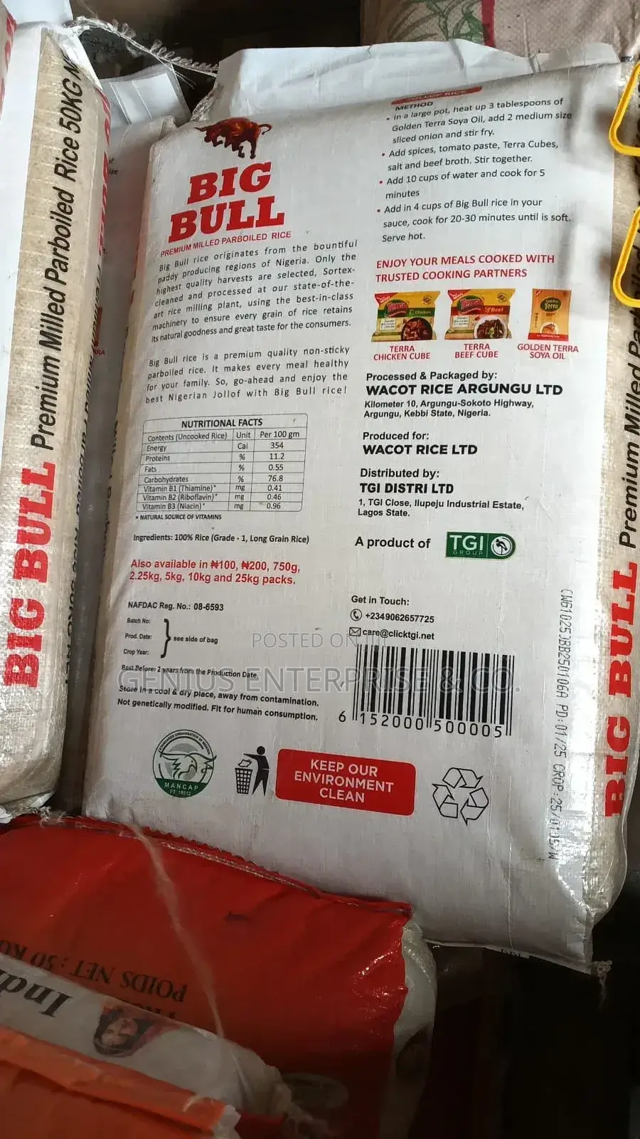 Quality Transparent Standards Foreign Rice Sack Bag (50kg)