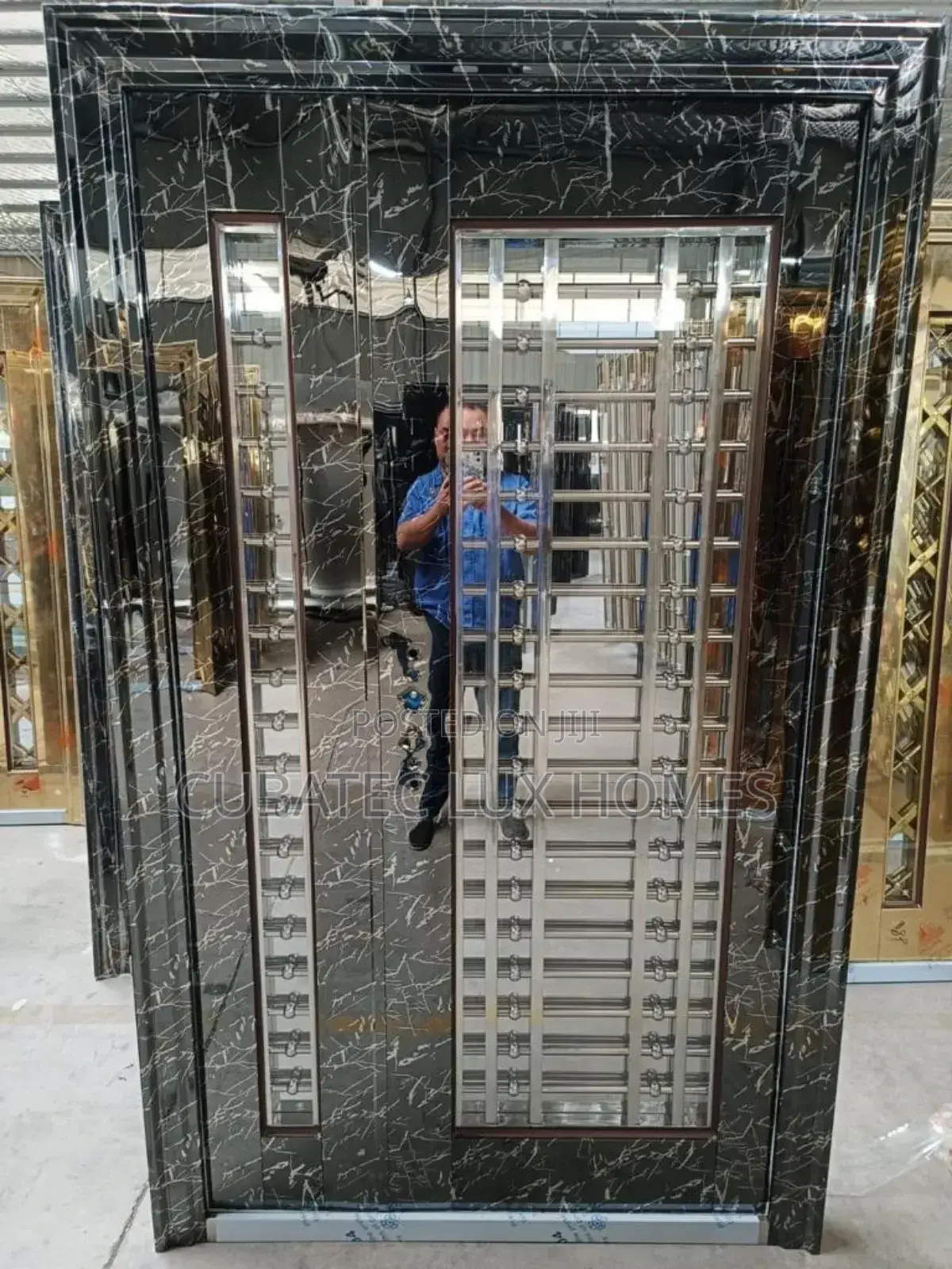 4ft Gold Glass Door