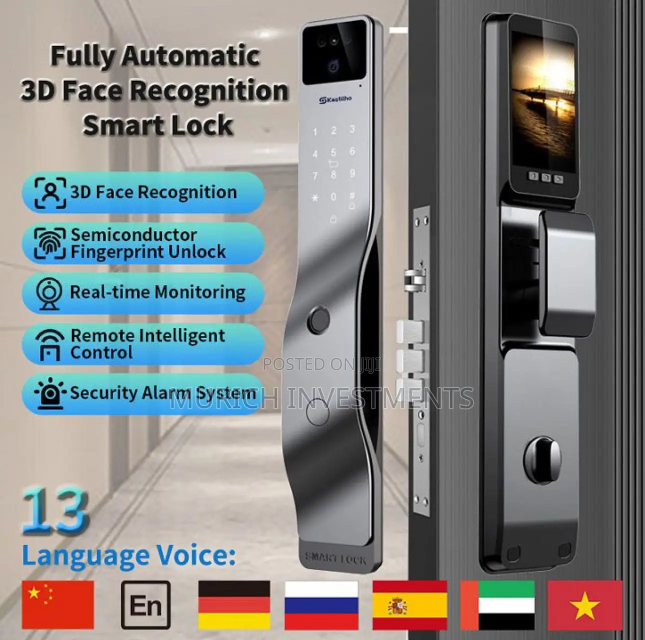 Biometric Face Scanning Digital Keypad Smart Door Lock