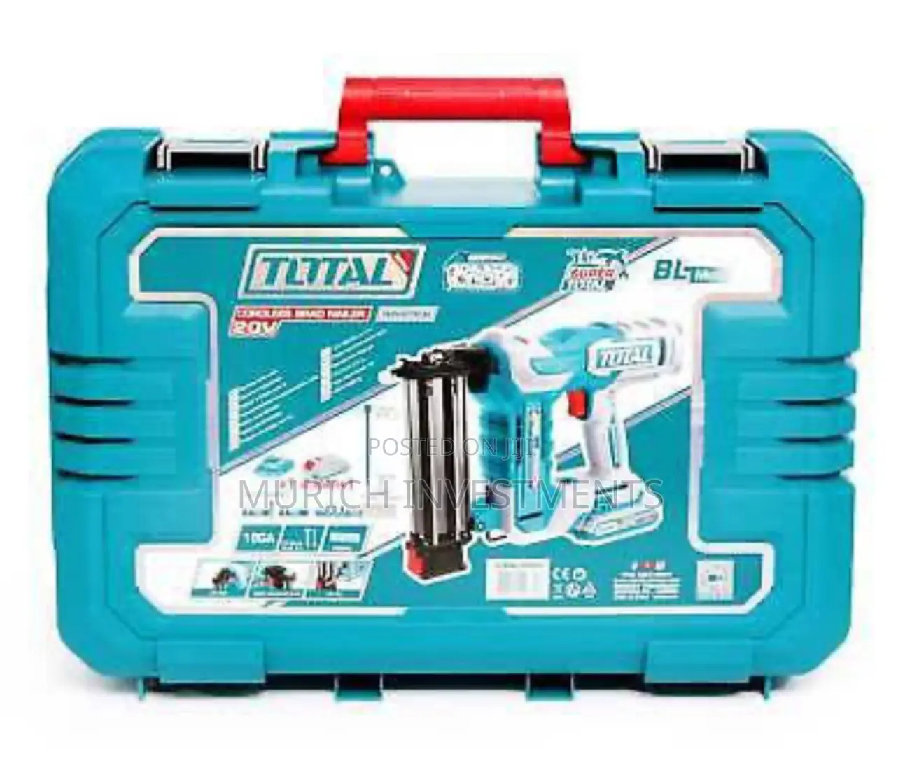 Total 20v 2” Cordless Brad Nailer Kit With Battery Charger