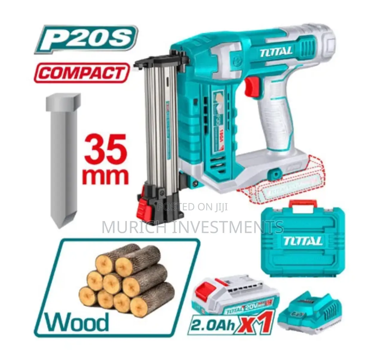 Total 20v Cordless Brad Nailer Kit With Battery Charger