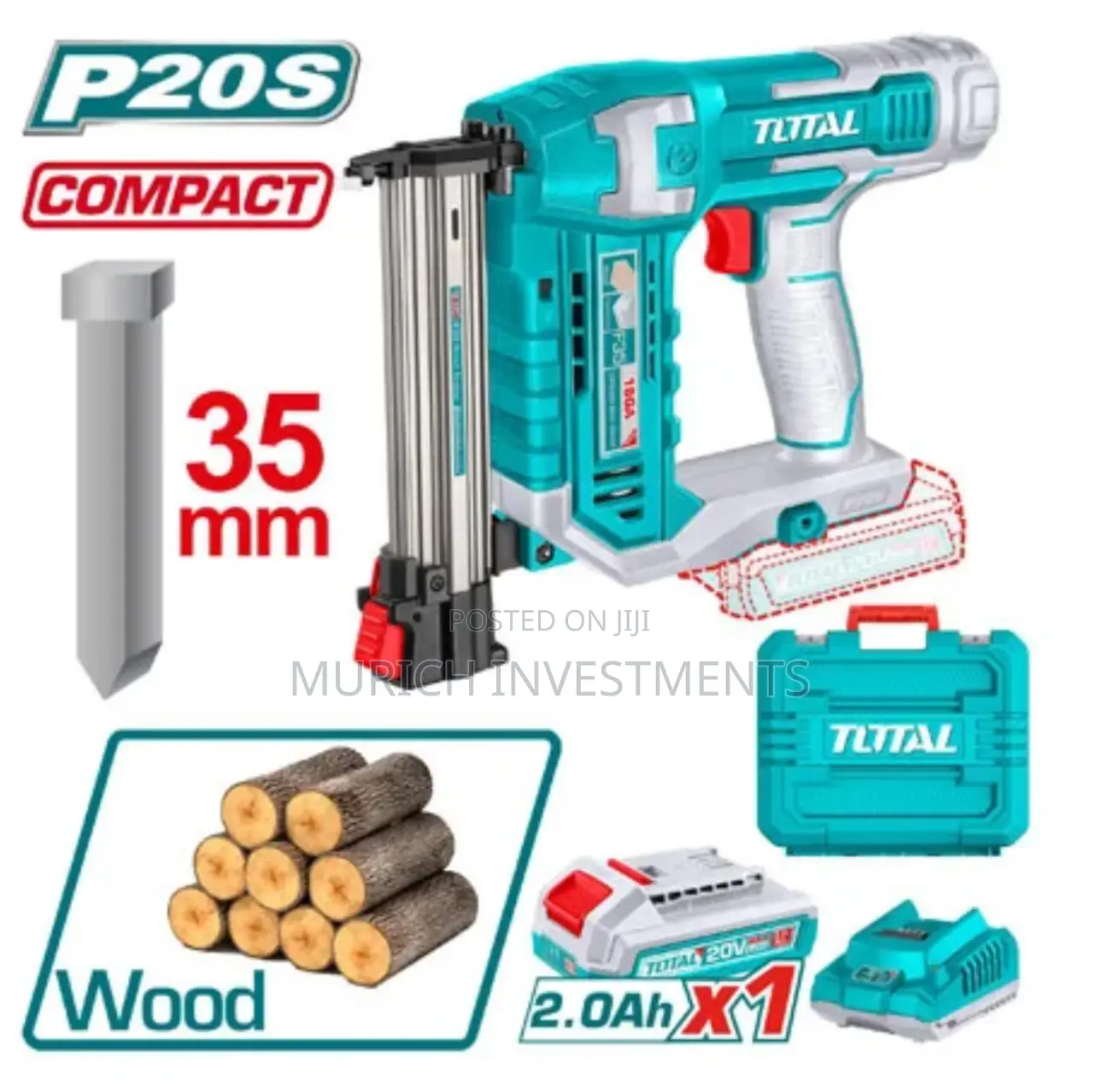 Total 20v Cordless Brad Nailer Kit With Battery Charger