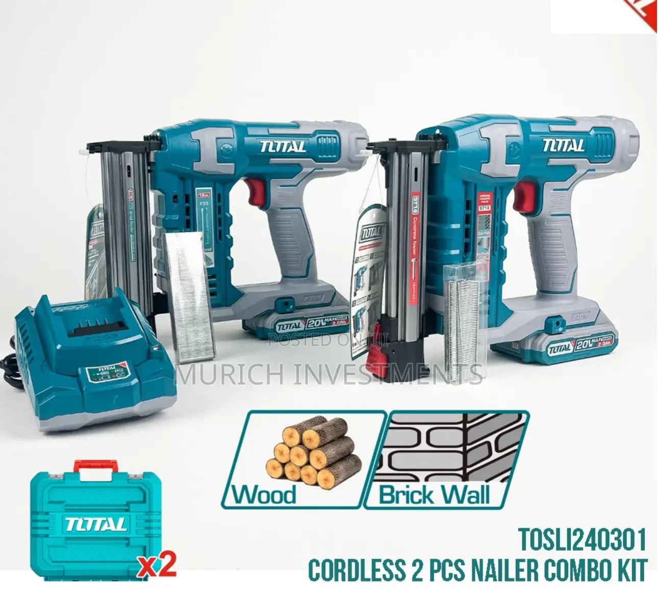 20v Cordless Nail Gun Combo Kit Brad Concrete Nailers