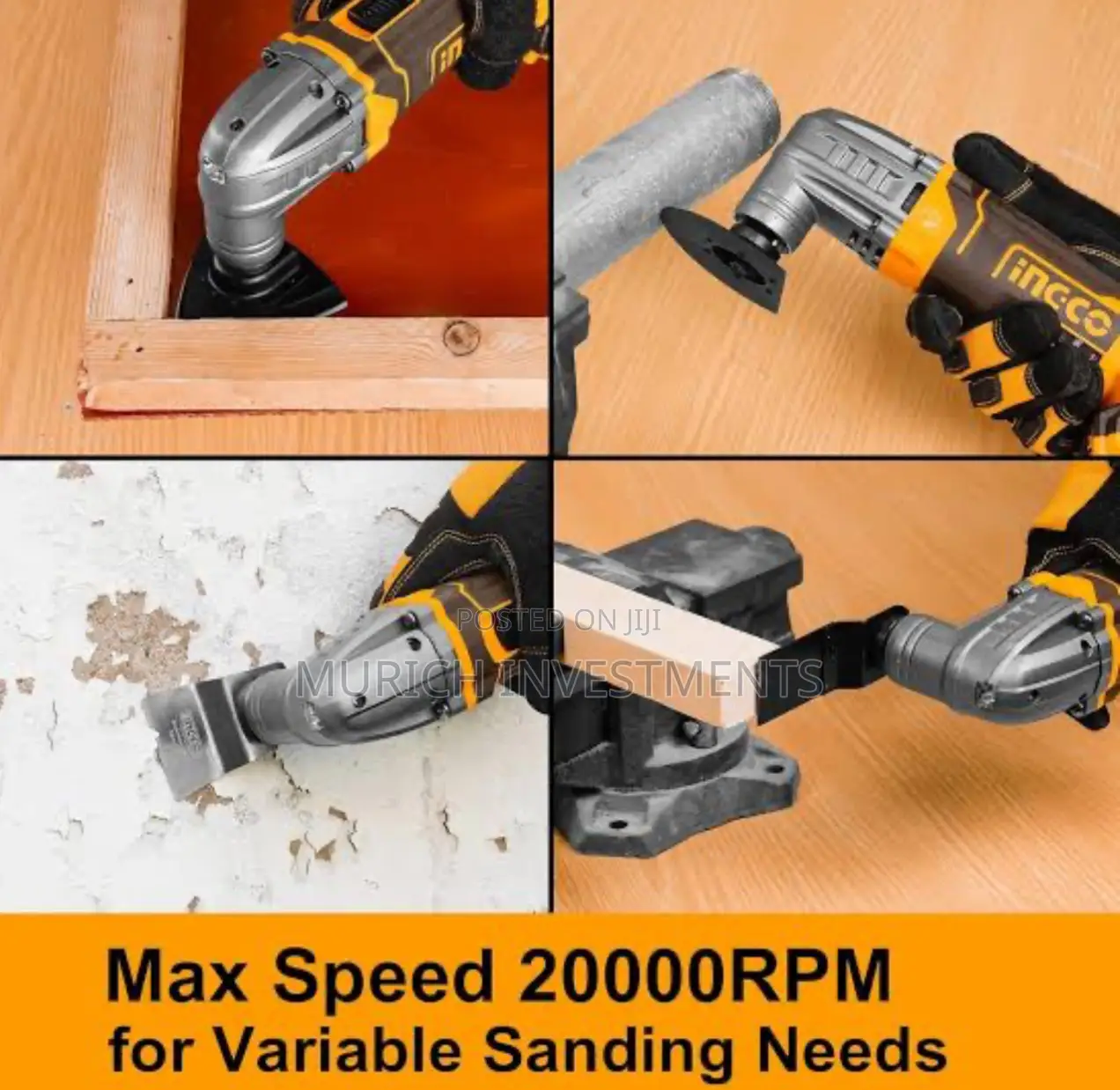Ingco 20v Cordless Oscillating Multi-Tool + 8pcs Accessory