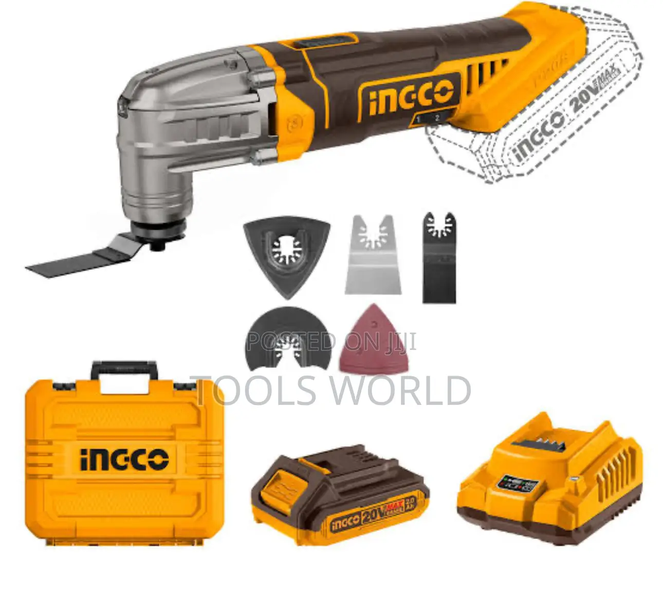 20v Cordless Multi-Tool Oscillating With 8pcs Accessory Kit