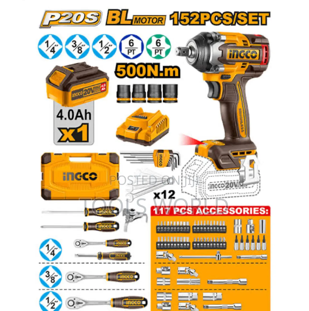 152 PCS Cordless Impact Wrench Tool Set – Heavy Duty