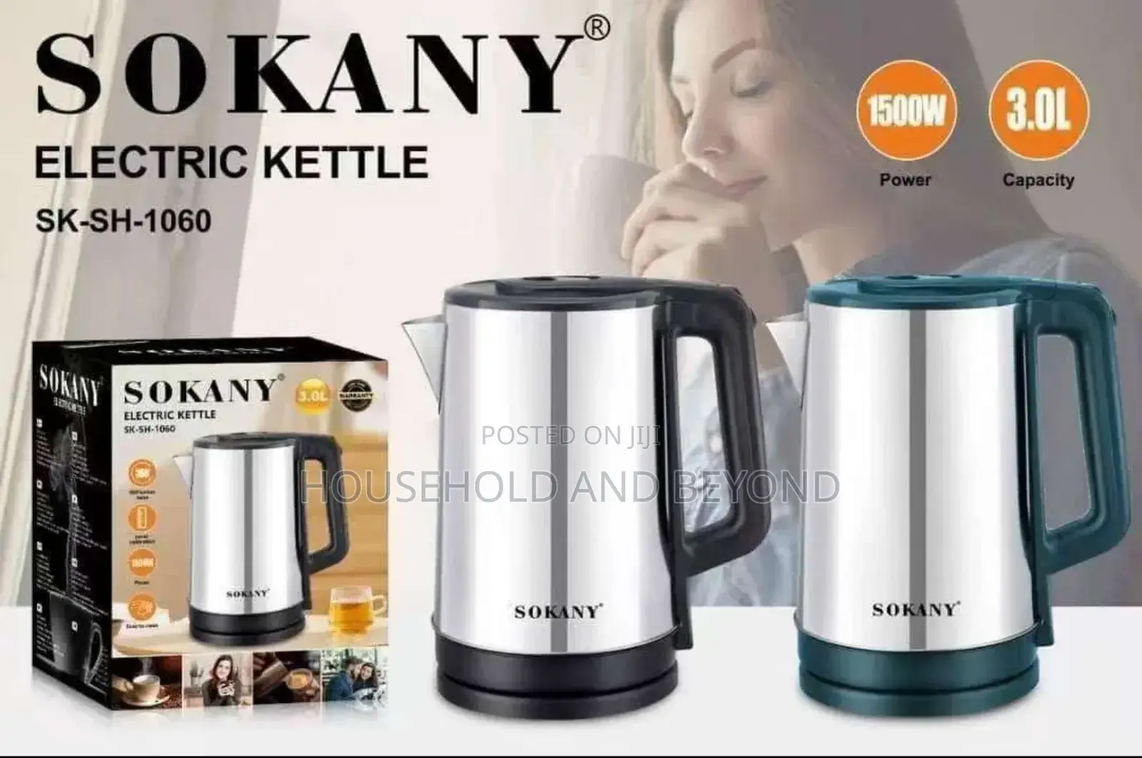 Sokany 3 Litres Electric Kettle- Automatic Power Off