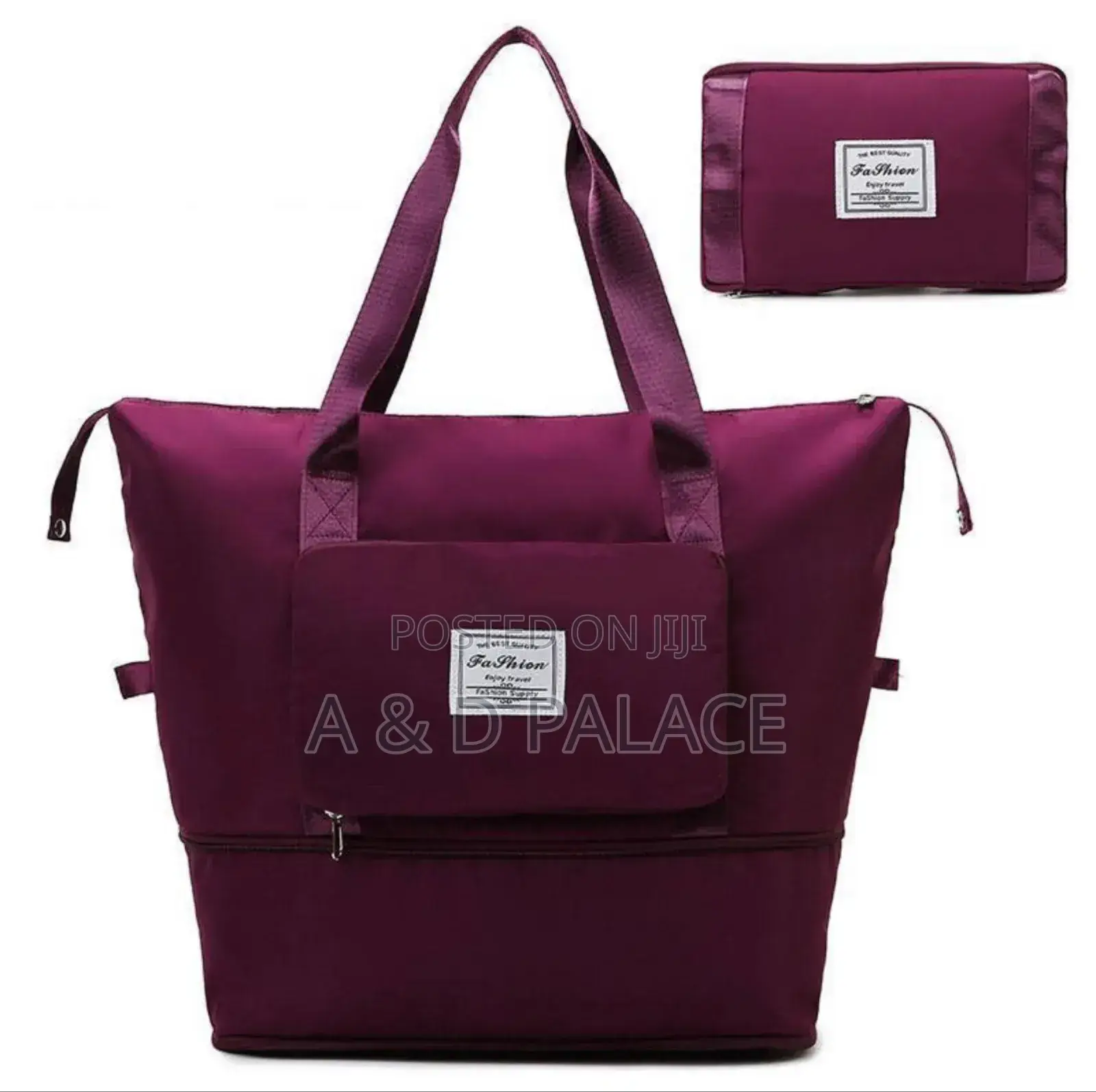 Foldable Light Weight Travel Bag Color:Black Wine Blue