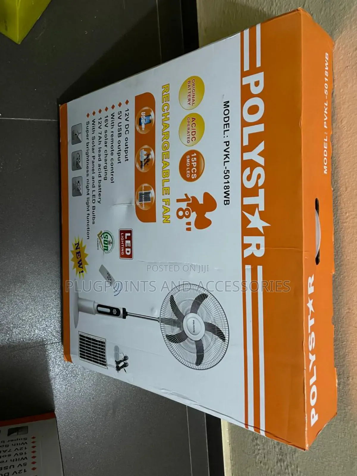 18" Polystar Rechargeable Fan Solar Panel and Bulbs