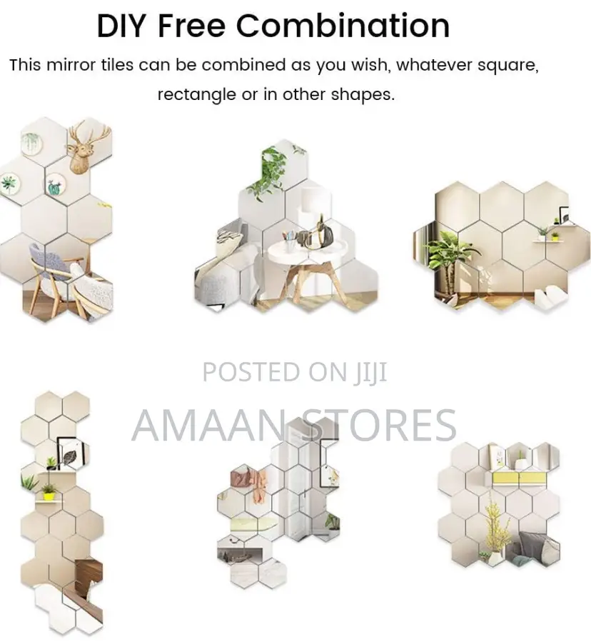 12pcs Hexagon Mirror