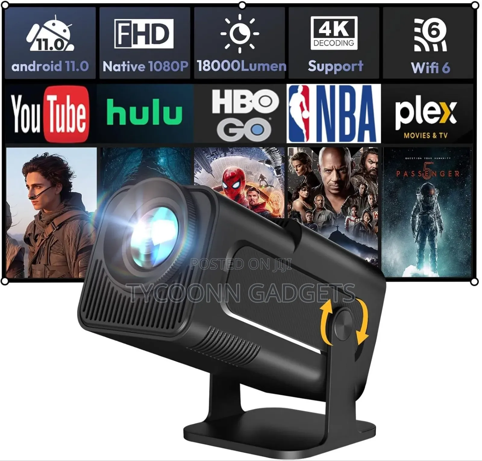 Android 11 Full Ultra Hd Hy320 Smart Projector 1080p +