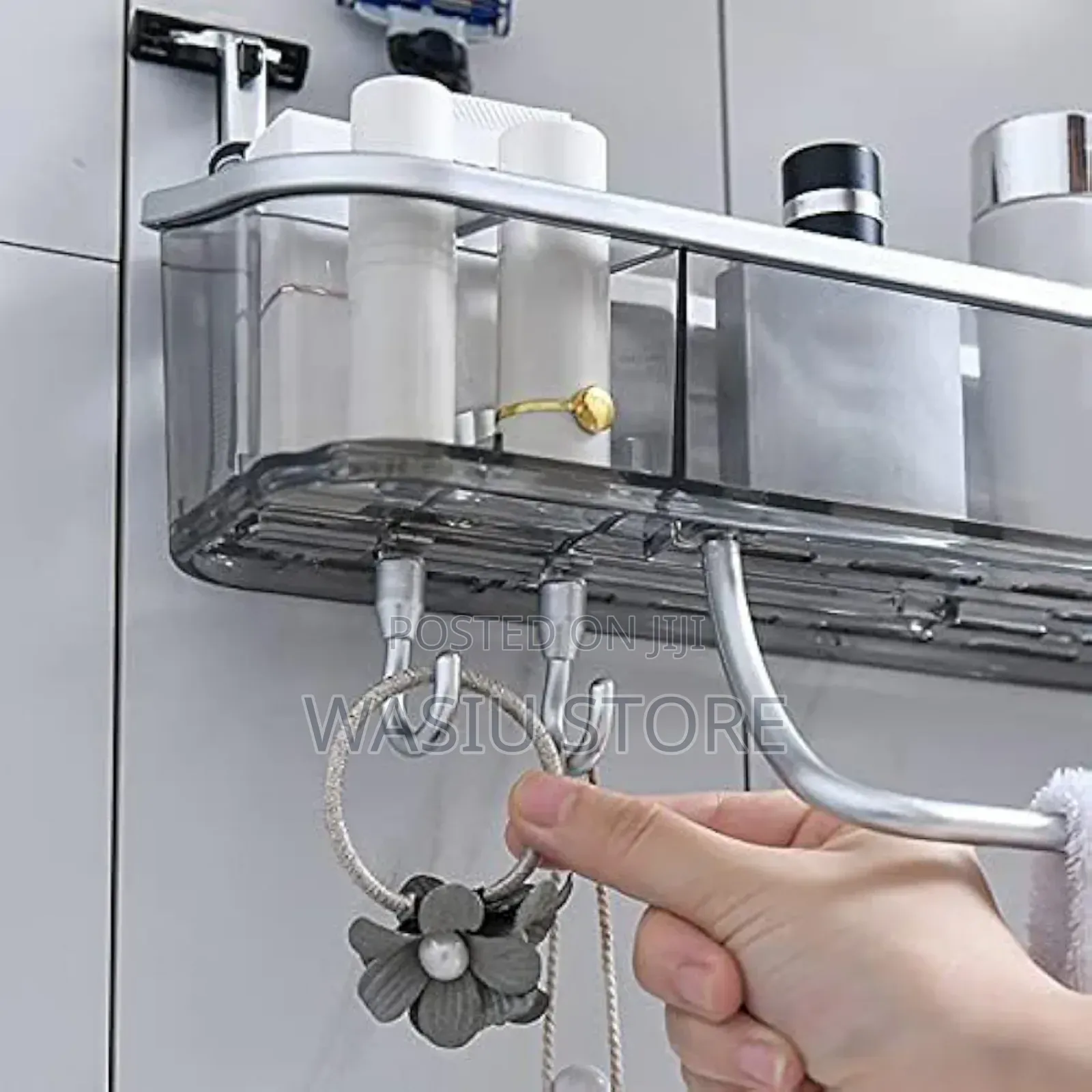 Wall-mounted Bathroom Shelf With A Towel Rack With Hook