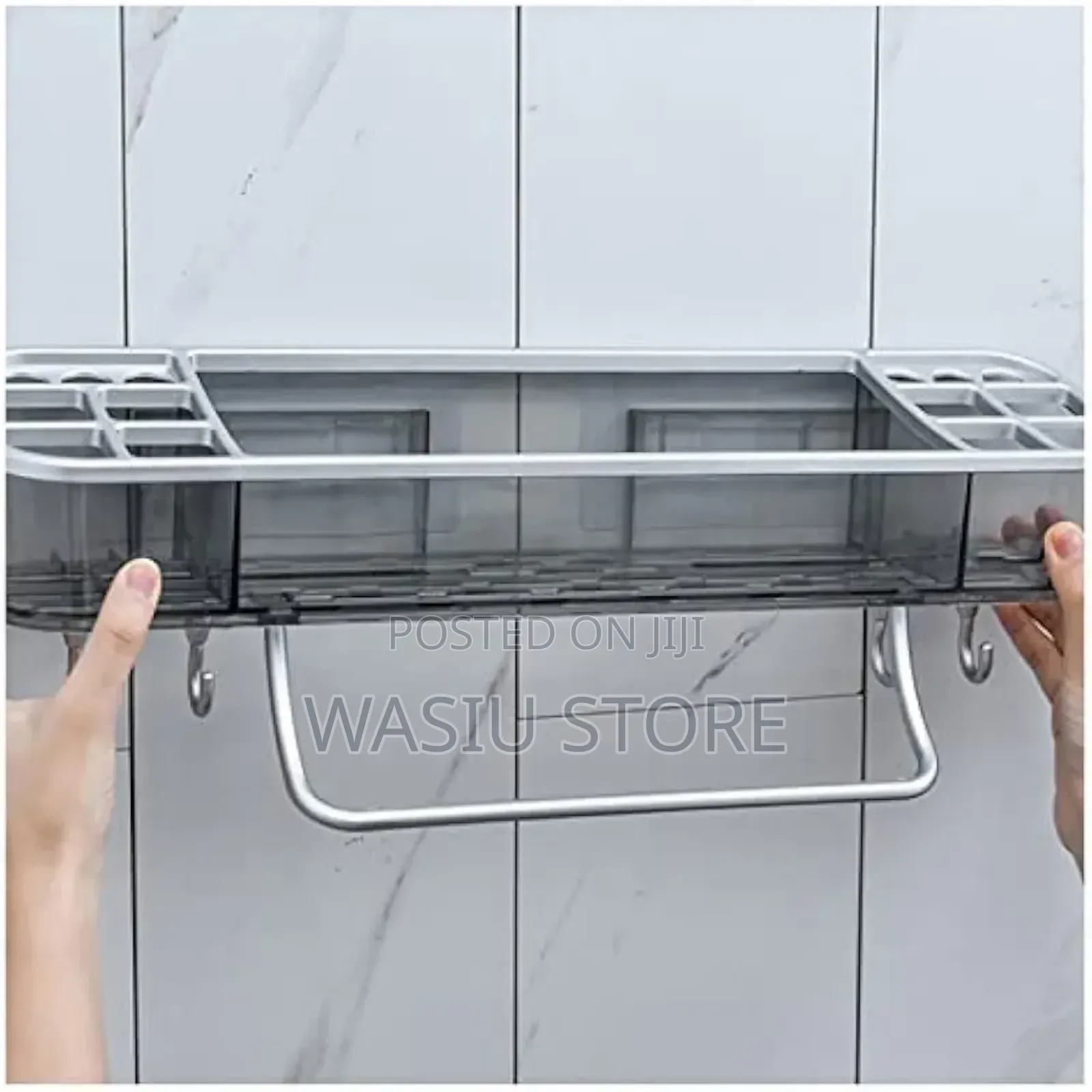 Wall-mounted Bathroom Shelf With A Towel Rack With Hook