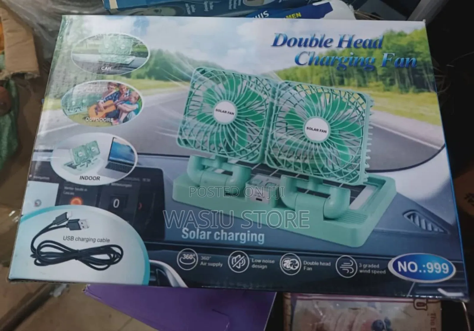 2 Fan Double Head Charging Solar Fan