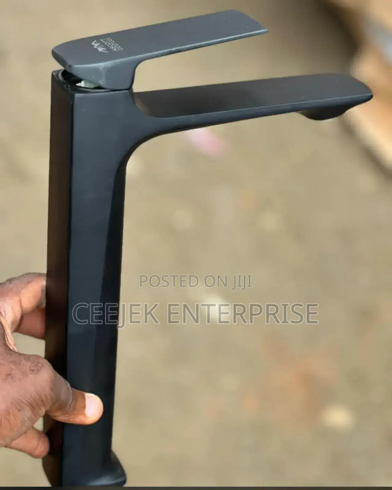 Long Square Black Sink Mixer