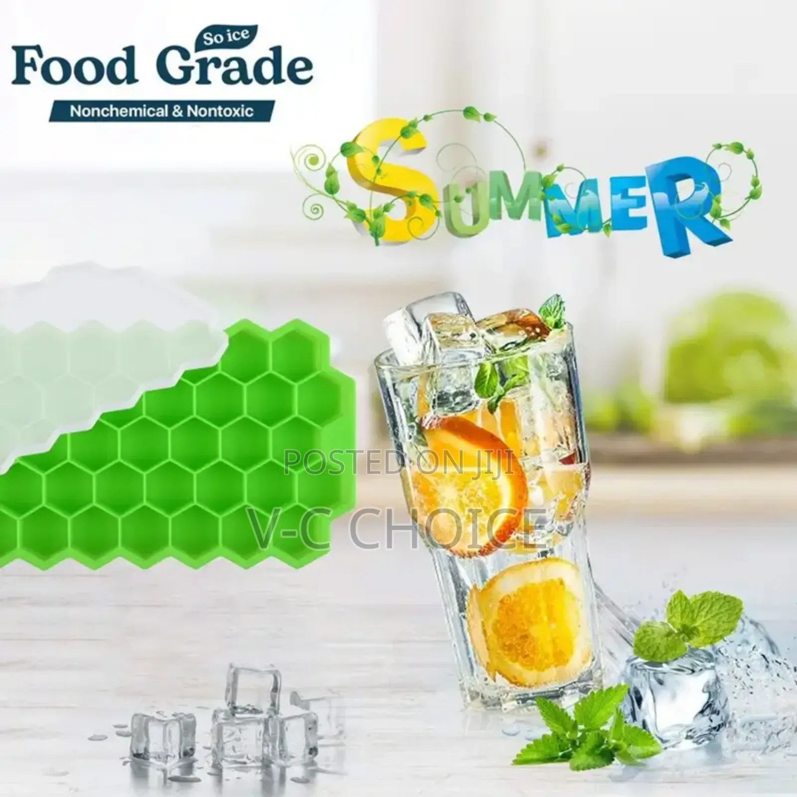 Silicone Ice Cube Tray 37 Grid Ice Cube  Mold With Lid