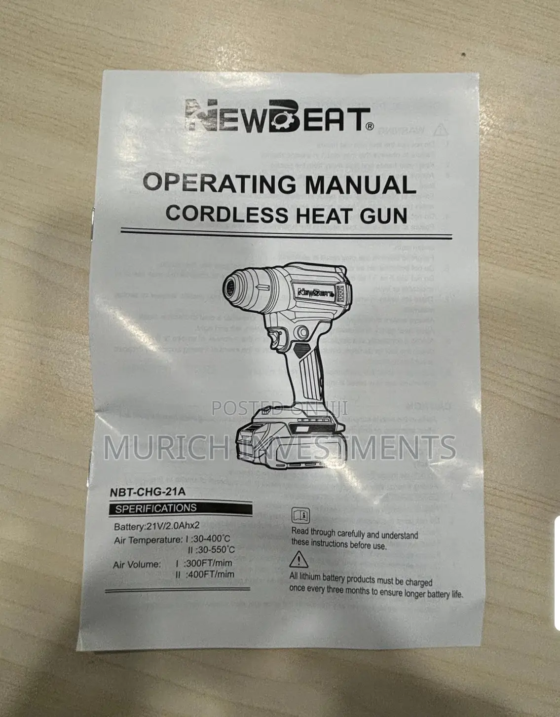 Newbeat 21v Cordless Heat Gun – Portable Powerful