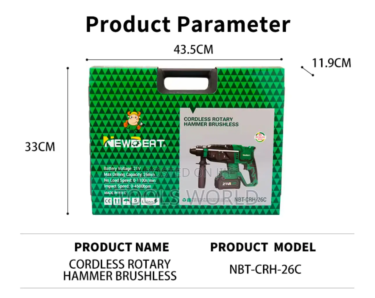 Cordless,Powerful Reliable Newbeat Rotary Hammer Drill Kit