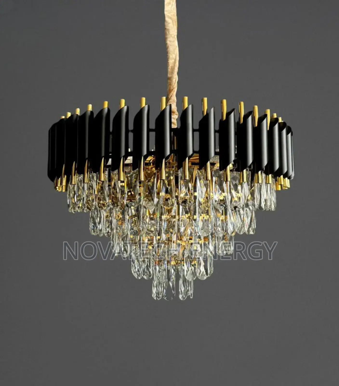 Black and Gold Crystal Chandelier Light