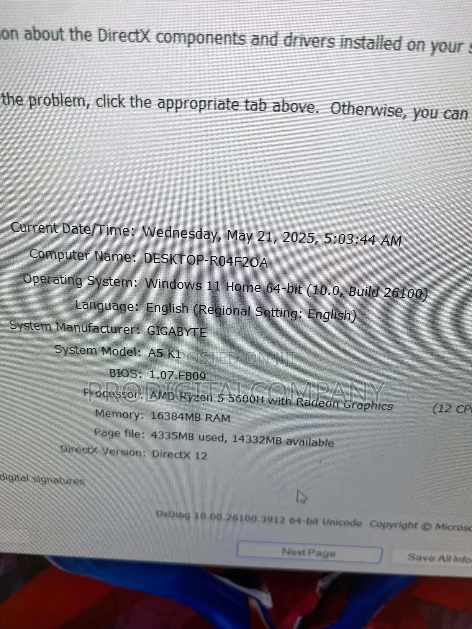 Laptop Gigabyte 16GB AMD Ryzen 5 SSD 512GB