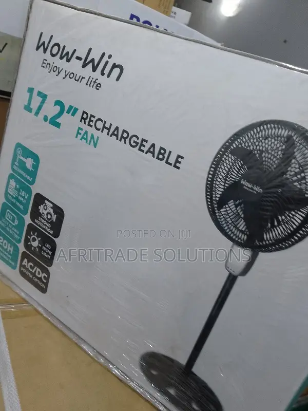 Wow-Win 17.2'' Rechargeable Standing Fan With Led Light