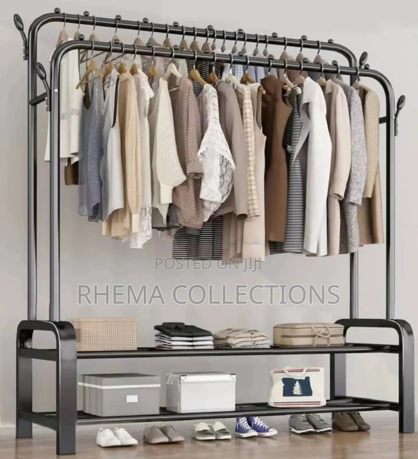 48kg Double Pole Heavy Duty Clothes Hanger/Shoe Rack