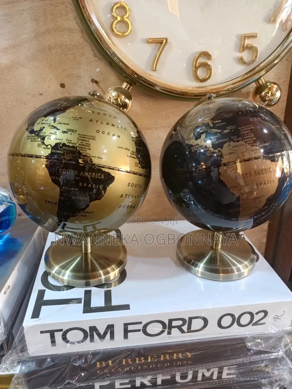 English Black Gold Rotating Globe
