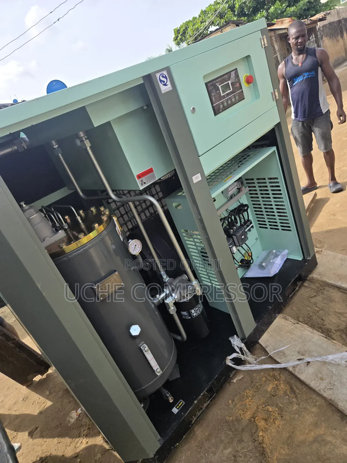 Screw Air Compressor  55kw 75hp 10bar Original One  ...