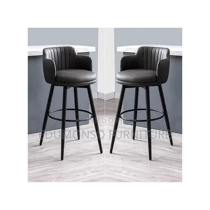 High Quality 4leg Rotating Seat Leather Bar Stools(Set of 2)